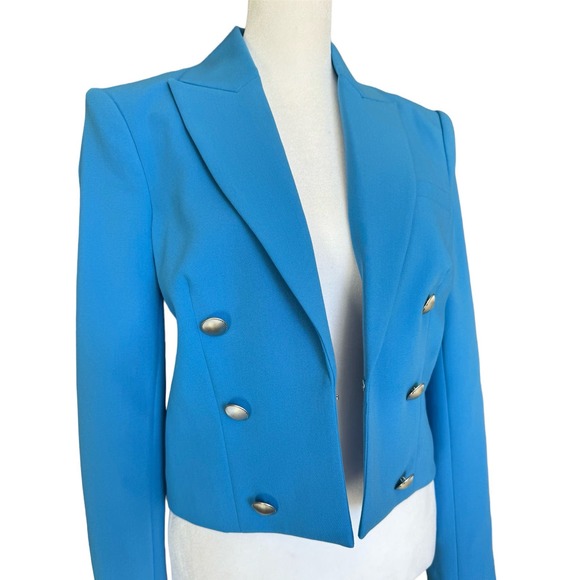 L'Agence Inez Crop Blazer Campanula Cobalt Blue Size 4 - Picture 10 of 16